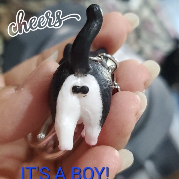 BOY Cat 🐈‍⬛ Keychain So Cute L👀K New - Picture 3 of 7